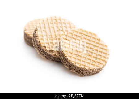 Sweet wafer biscuits isolated on white background. Stock Photo