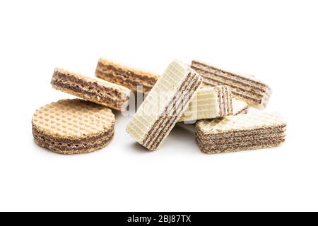 Sweet wafer biscuits isolated on white background. Stock Photo