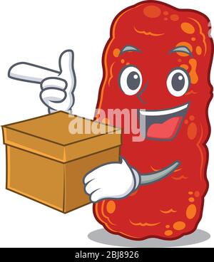 An picture of acinetobacter bacteria cartoon design concept holding a box Stock Vector
