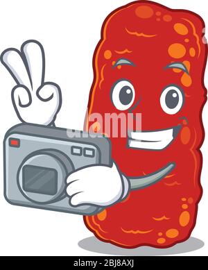 Acinetobacter bacteria mascot design as a professional photographer working with camera Stock Vector