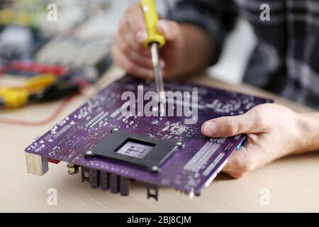 Professional engineer repair computer details Stock Photo