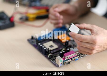 Professional engineer repair computer details Stock Photo