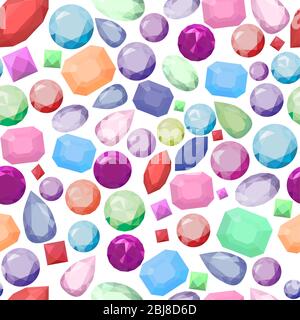 seamless jewel pattern with crystals of gemstone different shapes Stock Vector