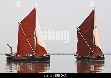 The Thames sailing barges Centaur and Edith May in full sail Stock Photo