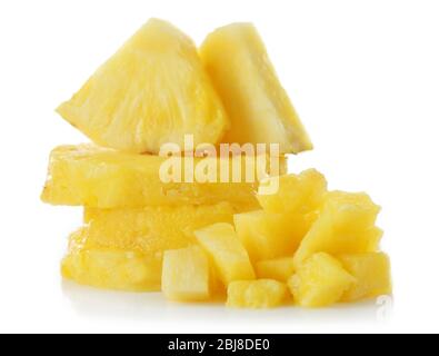 Sliced fresh pineapple isolated on white Stock Photo
