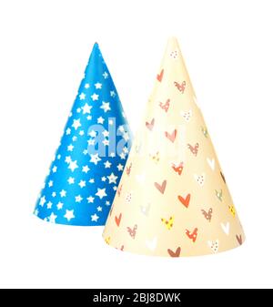 Funny party hats, isolated on white Stock Photo