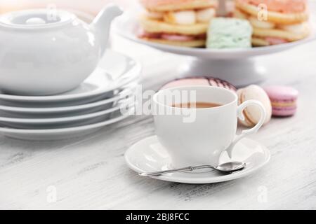 Different sweets and tea Stock Photo