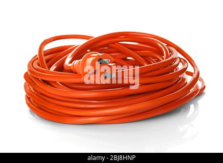 Orange rolled extension isolated on white Stock Photo