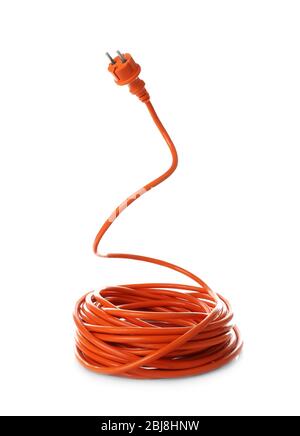 Orange rolled extension isolated on white Stock Photo