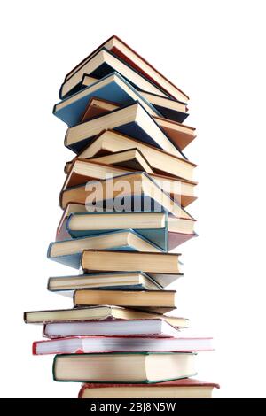 High stack of books, isolated on white Stock Photo