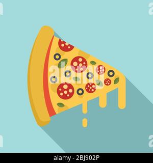 Hot pizza slice icon. Flat illustration of hot pizza slice vector icon for web design Stock Vector