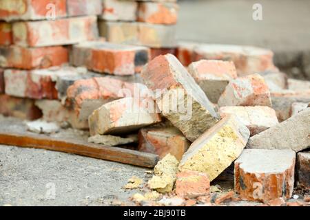 Heap of old bricks Stock Photo