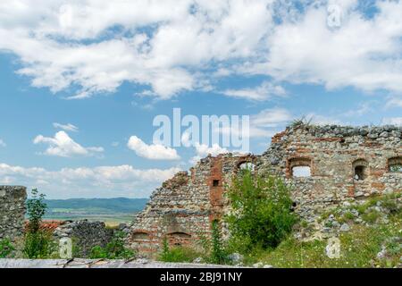 Ruins from the triangular tower, Rasnov Citadel, Brasov, Romania Stock Photo