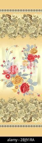 Vintage wallpaper seamless rose flower pattern on circles polka Stock ...