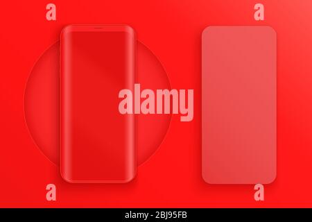 Smartphone presentation mockup in red color Stock Vector