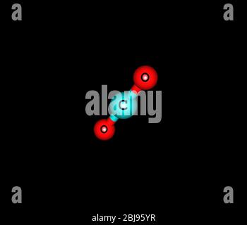 Carbon dioxide (CO2) is a naturally occurring chemical compound composed of 2 oxygen atoms each covalently double bonded to a single carbon atom. It i Stock Photo