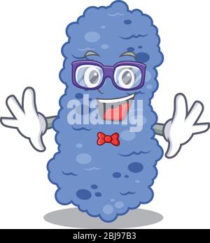 Mascot design style of geek burkholderia bacteria with glasses Stock Vector