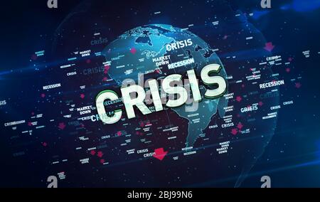 Financial crisis, global recession, stoks markets down and economy crash 3d illustration. Abstract concept digital background of finance and business. Stock Photo