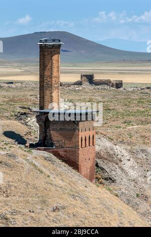 The ruins of the Mosque of Manucehr (Ani Ulu Mosque)  at the ancient Armenian capital of Ani in Turkey. It was built as a Great Mosque in 1071. Stock Photo