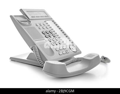 Modern office IP telephone set isolated on the white Stock Photo
