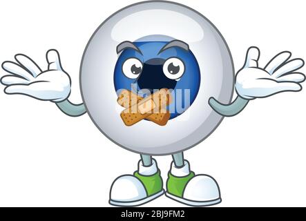 Human eye ball mascot cartoon design with quiet finger gesture Stock Vector