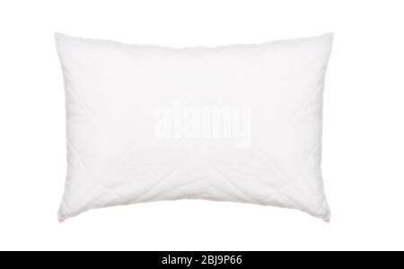 White pillow isolated on white background, used pillow Stock Photo