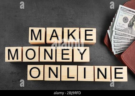 Wooden cubes with space for text. Money concept Stock Photo