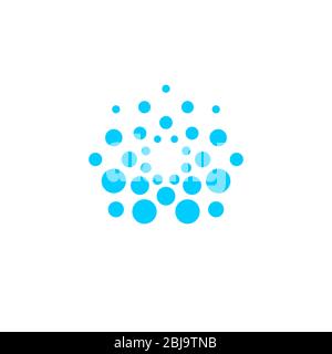 water logo concept, abstract blue dotted drop symbol, fizzy water emblem, vector logotype template Stock Vector