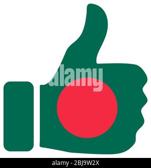 Thumbs up sign with flag of Bangladesh nation Stock Photo