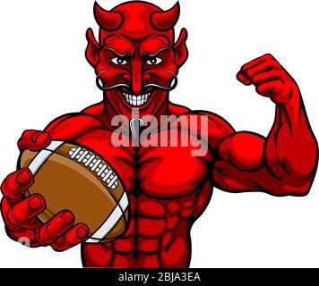 Devil American Football Sports Mascot Holding Ball Stock Vector