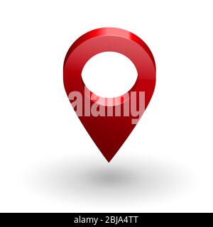 Location symbol isolated on white background. Web location point, pointer. 3D rendering. Stock Photo