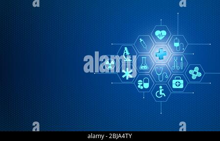 illustration. medical health care science innovation concept pattern background. Stock Photo