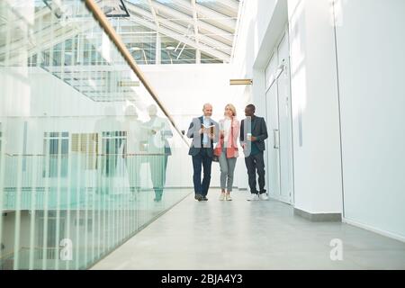 Business colleagues walking along the office corridor to the business meeting Stock Photo