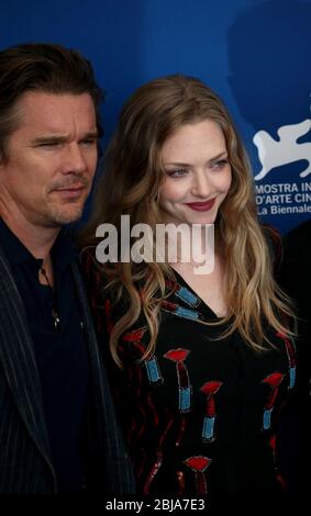 VENICE, ITALY - AUGUST 31:  Amanda Seyfried and Ethan Hawke attends the 'First Reformed' photocall during the 74th Venice Film Festival Stock Photo