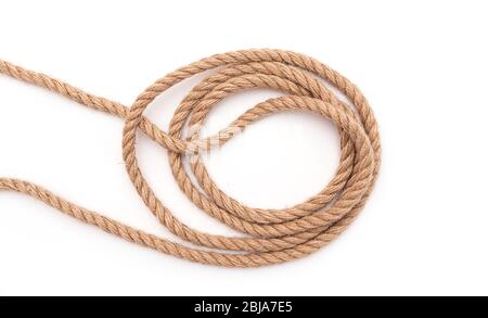 Abstract ropes, cables, hems isolated on white background, long panoramic picture Stock Photo