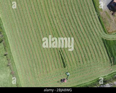 Arial Images Of Lines Produced By Harvesting Stock Photo