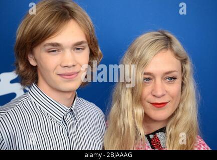 VENICE, ITALY - SEPTEMBER 01: Charlie Plummer and Chloe Sevigny attends the 'Lean On Pete' photocall during the 74th Venice Film Festival Stock Photo