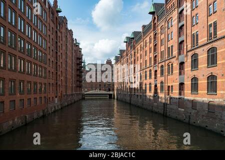 Historic Warehouses in the district Speicherstadt of Hamburg, Germany Stock Photo