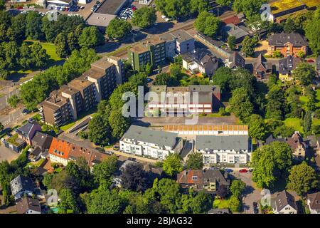 , new build apartment houses at the Turmstrasse in Gelsenkirchen-Buer, 19.07.2016, aerial view, Germany, North Rhine-Westphalia, Ruhr Area, Gelsenkirchen Stock Photo