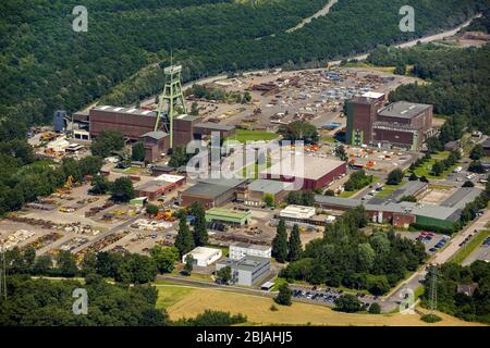 , Mining shaft tower Prosper-Haniel, hard coal revier in Bottrop, 19.07.2016, aerial view , Germany, North Rhine-Westphalia, Ruhr Area, Bottrop Stock Photo