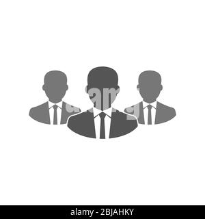 Simple, flat businessman team icon. Silhouette icon. Isolated on white. EPS 10. Stock Vector