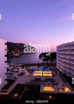 Balcony with Sea Views from a beautiful Hotel in camp de mare, mallorca Stock Photo