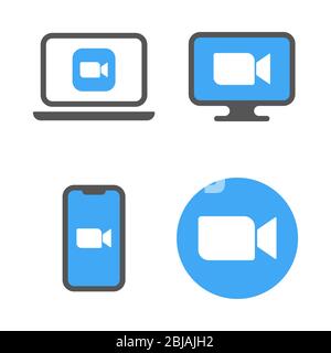 Online Virtual Meetings, Work from Home. Teleconference TV Video Conference Webinars or Remote Working. Enterprise Web Cloud Service Software Concept Stock Vector