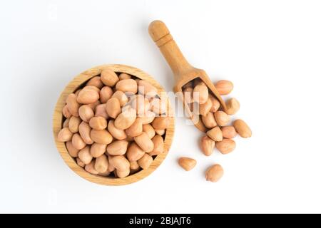 peanut bean on cup isolated  top view on a white background Stock Photo