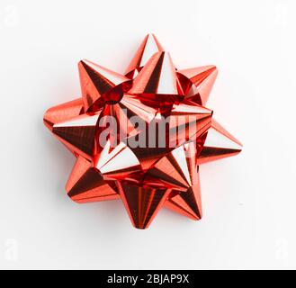 set of red ribbon satin bows isolated on white Stock Photo - Alamy