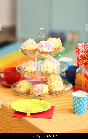 Tasty Birthday cupcakes Stock Photo