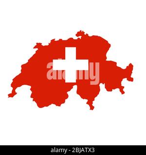 Switzerland flag map. Country outline with national flag Stock Photo