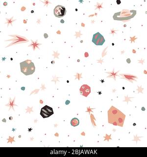 Space paper vector seamless pattern on white Stock Vector