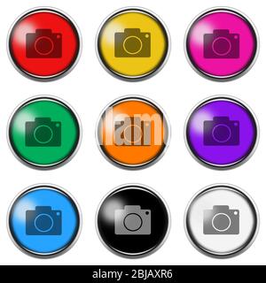 A camera button icon set isolated on white with clipping path Stock Photo