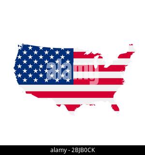 USA flag map. Country outline with national flag Stock Photo